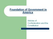 Foundation of Government in America
