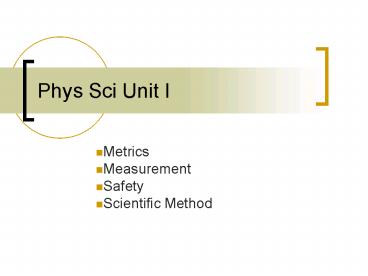 Phys Sci Unit I