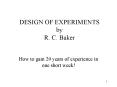 DESIGN OF EXPERIMENTS by R. C. Baker PowerPoint PPT Presentation
