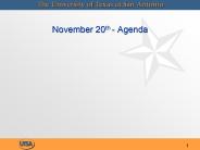 November 20th - Agenda