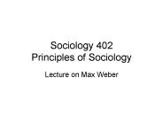 Sociology 402 Principles of Sociology