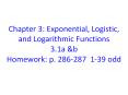 Chapter 3: Exponential, Logistic, and Logarithmic Functions 3.1a PowerPoint PPT Presentation