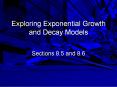 Exploring Exponential Growth and Decay Models PowerPoint PPT Presentation