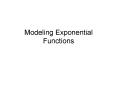 Modeling Exponential Functions PowerPoint PPT Presentation