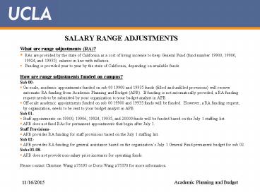 Academic Planning and Budget