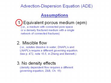 Advection-Dispersion Equation (ADE)