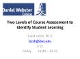 Two Levels of Course Assessment to Identify Student Learning PowerPoint PPT Presentation