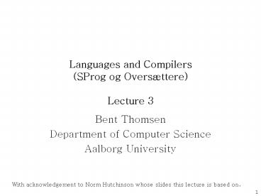 Languages and Compilers (SProg og Overs