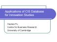 Applications of CIS Database for Innovation Studies PowerPoint PPT Presentation