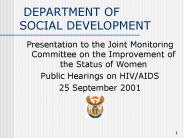 DEPARTMENT OF SOCIAL DEVELOPMENT