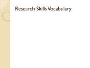 Research Skills Vocabulary