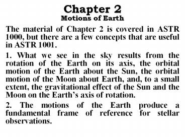 Chapter 2 Motions of Earth