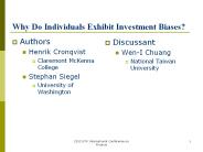 Why Do Individuals Exhibit Investment Biases?