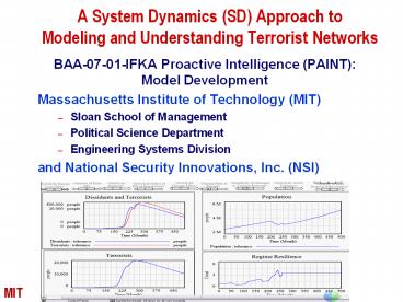 A System Dynamics (SD) Approach to Modeling and Understanding Terrorist Networks