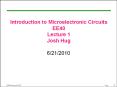 Introduction to Microelectronic Circuits EE40 Lecture 1 Josh Hug PowerPoint PPT Presentation