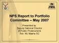 NPS Report to Portfolio Committee  PowerPoint PPT Presentation