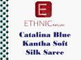 Ethnickart - Catalina Blue Kantha Soft Silk Saree