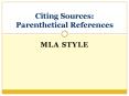 MLA Style PowerPoint PPT Presentation