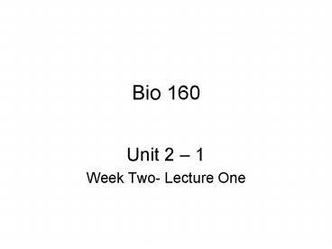 Bio 160