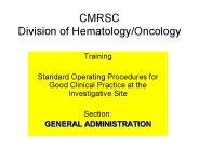 CMRSC Division of Hematology/Oncology