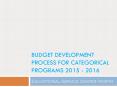 Budget Development Process for Categorical Programs 2015 - 2016 PowerPoint PPT Presentation