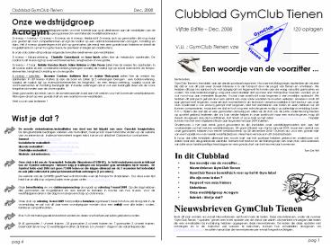 Clubblad GymClub Tienen
