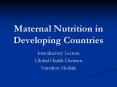 Maternal Nutrition in Developing Countries PowerPoint PPT Presentation