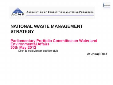 NATIONAL WASTE MANAGEMENT STRATEGY
