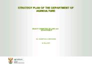STRATEGY PLAN OF THE DEPARTMENT OF AGRICULTURE
