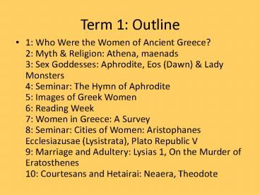 Term 1: Outline