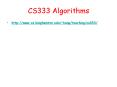 CS333 Algorithms PowerPoint PPT Presentation