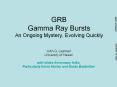 GRB Gamma Ray Bursts An Ongoing Mystery, Evolving Quickly PowerPoint PPT Presentation