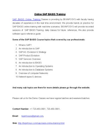 Online SAP BASIS Training