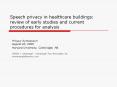 Speech privacy in healthcare buildings: review of early studies and current procedures for analysis PowerPoint PPT Presentation