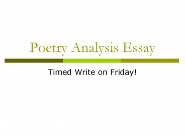 Poetry Analysis Essay
