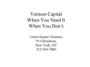 Venture Capital When You Need It When You Don