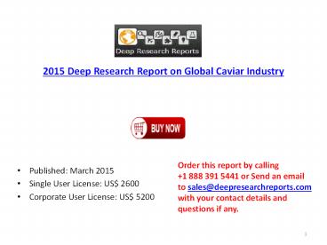 Global Caviar Industry by Area & Cost Structure Analysis