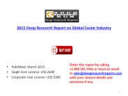 Global Caviar Industry by Area & Cost Structure Analysis