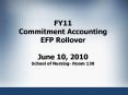FY11 Commitment Accounting EFP Rollover  June 10, 2010 School of Nursing- Room 130 PowerPoint PPT Presentation