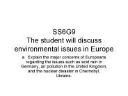 SS6G9 The student will discuss environmental issues in Europe