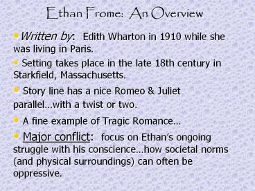 Ethan Frome: An Overview