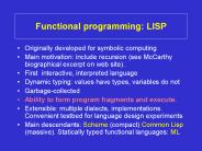 Functional programming: LISP