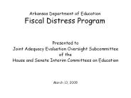 Arkansas Department of Education Fiscal Distress Program