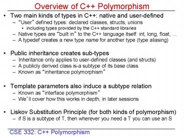 Overview of C   Polymorphism