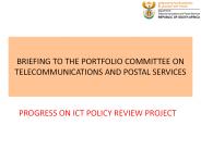 BRIEFING TO THE PORTFOLIO COMMITTEE ON TELECOMMUNICATIONS AND POSTAL SERVICES