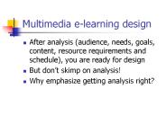 Multimedia e-learning design