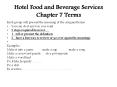 Hotel Food and Beverage Services Chapter 7 Terms PowerPoint PPT Presentation