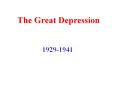 The Great Depression PowerPoint PPT Presentation
