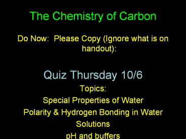 The Chemistry of Carbon