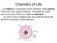 Chemistry of Life PowerPoint PPT Presentation